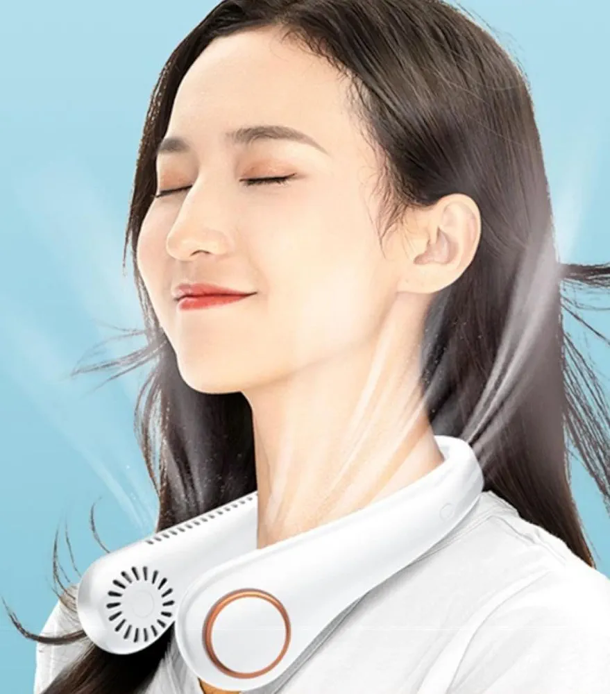 Hanging Neck Fan Usb Rechargeable Small Portable Lazy Person Portable No Leaf Silent Cooling Air Conditioning Super Long Range