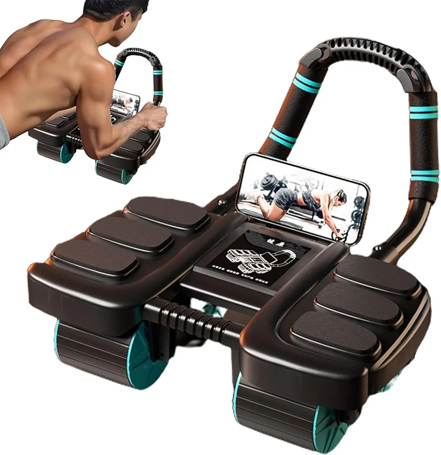 Ab Roller Wheel Abdominal Trainer, 4 Wheel Abdominal Rollers Wheel, Core And Abdominal Roller With Automatic Rebound, Ab Plank Abdominal Roller Wheel With Elbow Support