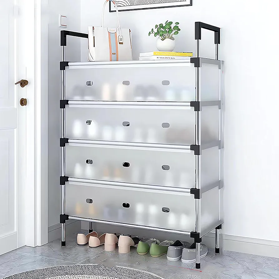 Dustproof DIY Shoe Rack Stainless Steel Pipes