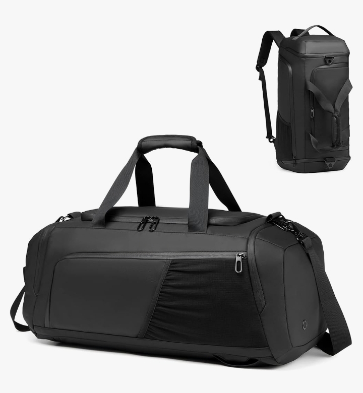 Gym Duffle Bag for Men & Women, Waterproof Sports Duffel Bags, Travel Weekender Bag, Overnight Bag with Shoe Compartment, black