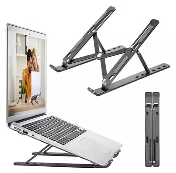 Adjustable Laptop Stand, Portable Aluminium Laptop Riser, Laptop Holder for Desk, Foldable Ventilated Cooling Computer Support Stand for Laptops, Tablets