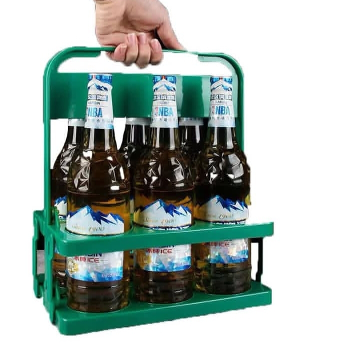 Beer Holder Carrier Plastic Storage Basket for Wine Bottles Bar Supply Green