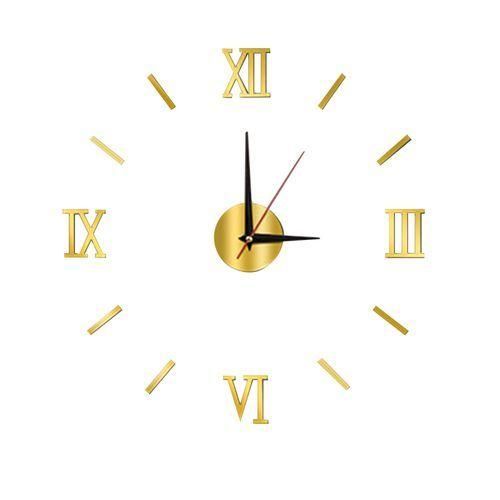 DIY Wall Clocks 3D Mirror Stickers Large Wall Clock -Gold