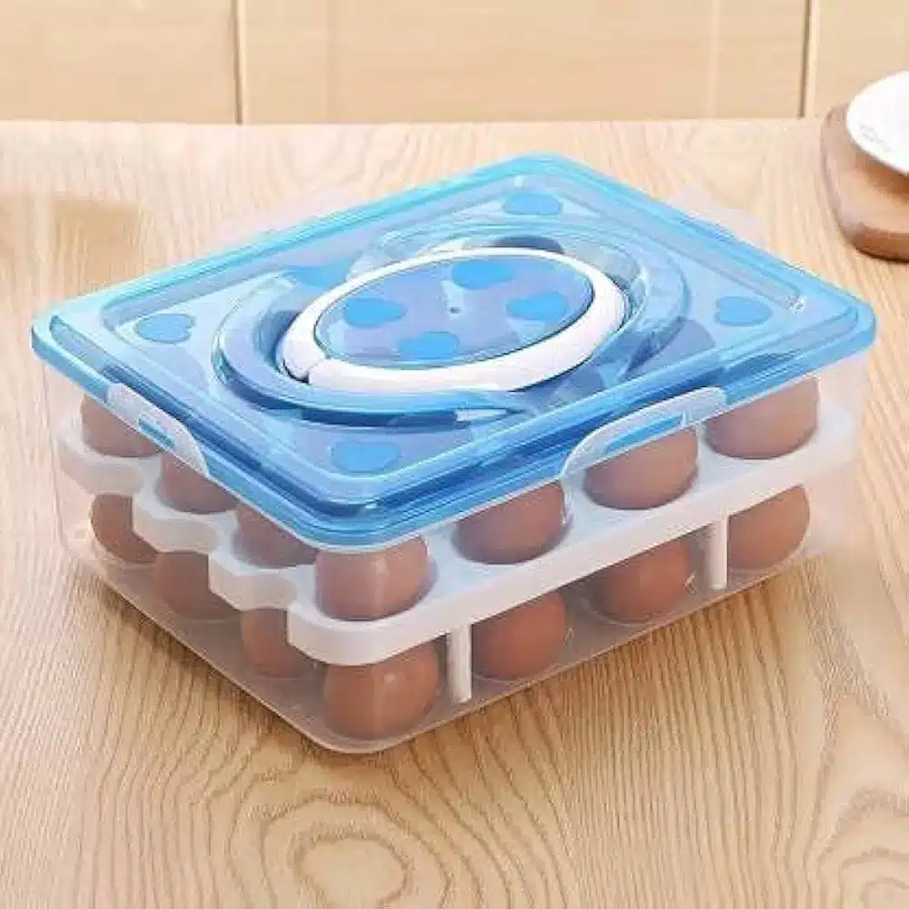  Egg Storage Box Double Layer 32 Grid Egg Storage Box Refrigerator Kitchen Food and Vegetable Egg Storage Container with Lid