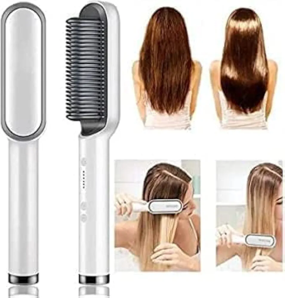 SHYAM ENTERPRISE Hair Straightener Comb for Women & Men, Hair Styler, Straightener machine Brush/PTC Heating Electric Straightener with 5 Temperature Control Hair Straightener For Women (Light Multi