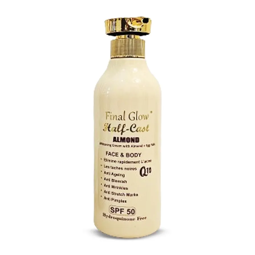 Final Glow Body LotionFinal Glow Halfcast Almond Lotion, Enriched with Almond Oil for Deep Moisturization and Skin Brightening, Improves Skin Texture and Radiance, Suitable for All Skin Types