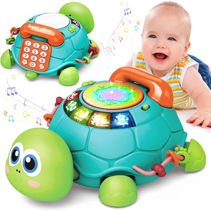 Hanayo Crawling Turtle Baby ToyBaby Toys 6 to 12 Months, Musical Turtle Crawling Infant Toys, Early Learning Educational Toy with Light & Sound, Christmas Birthday Gifts for Boy Girl 7 8 9 10 11 Month 0-1 Year Old