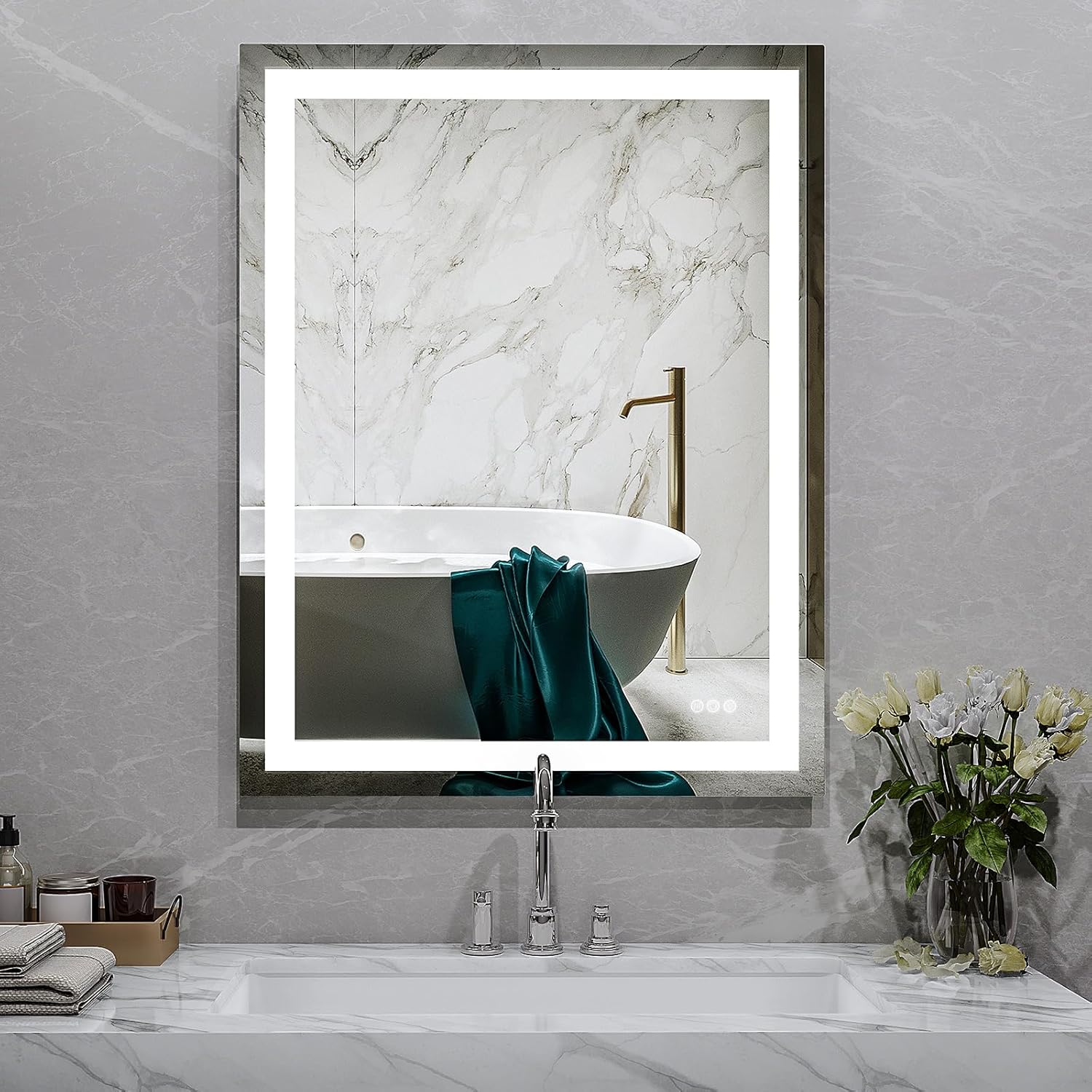 Wall Mounted Touch Screen Led Light Mirror