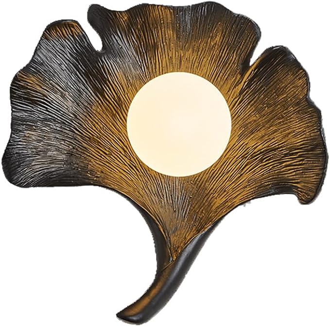 Wall Sconce, Leaf-Shaped Resin Light, Indoor Bedside Lamp Fixture, Vintage Industrial Vanity, Hardwired, for Reading Bedroom Living Room Dinning