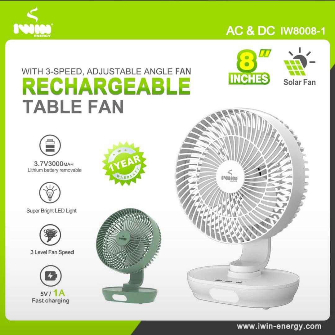 Iwin Energy Rechargeable Table Fan. 