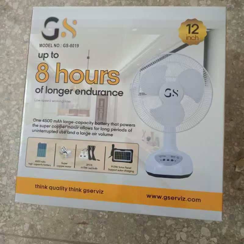 ​G.S. 12-inch Rechargeable Table Fan - Model No.: GS-8019
