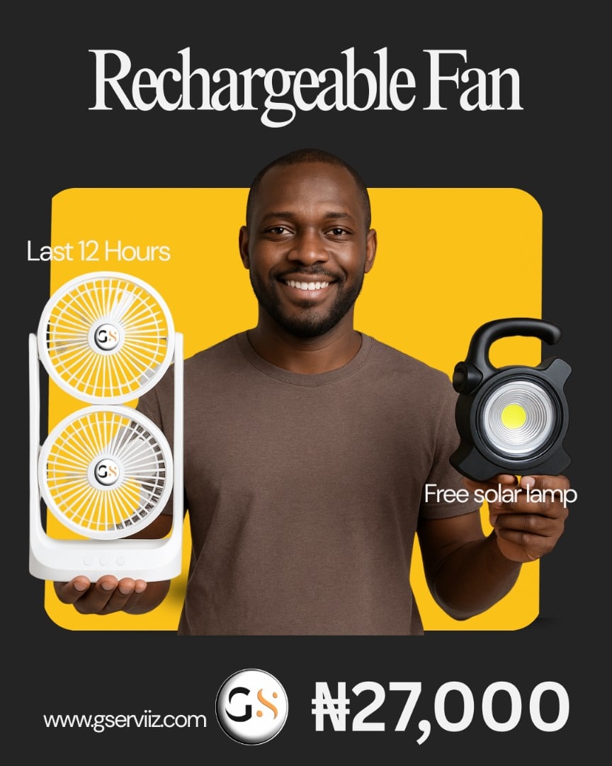 Double headed rechargeable fan plus solar light combo deal